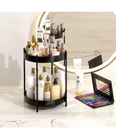 EKNITEY 2-Tier Vanity Organizer for Perfume & Skincare Black Bathroom Storage Rack (26x32cm) | Ideal Spice Racks for International Shipping - Buy Online on GoSupps.com