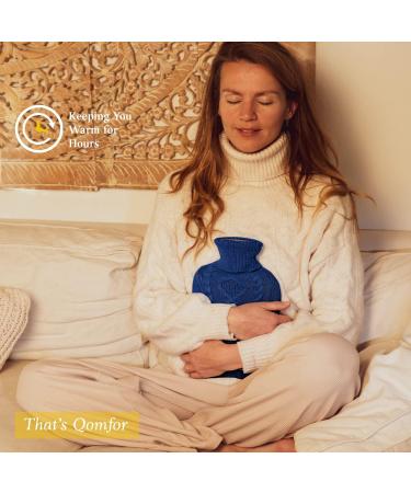 Premium Soft Knitted Hot Water Bottle with 1.8l Capacity - Pain Relief for Neck, Shoulders, and Back - Great Gift for Women - Dark Blue - Buy Online on GoSupps.com