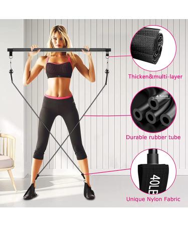 Qicool Adjustable Pilates Bar Set - Portable Fitness Equipment with Resistance Tapes for Home Workouts Yoga & Stretching (40.50lbs) - Buy Online on GoSupps.com
