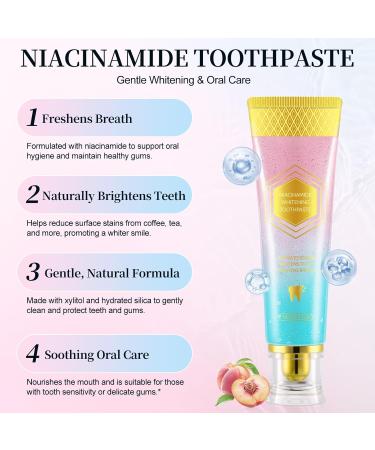 Niacinamide Whitening Toothpaste Intensive Whitens Teeth Protects Tooth Enamel Natural Gentle Care Freshens Breath Fluoride-Free Formula is Suitable for Sensitive Teeth - 3.8 oz | 1 Pcs - Buy Online on GoSupps.com