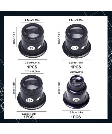 HEITOY 4 Pcs Jewelers Loupe Portable Monocular Magnifier Magnifying Glass Lens Watch Jewelry Experimental Repair Tool for Textile Optical Circuit Coins (5X 10X 15X 20X) White - Buy Online on GoSupps.com