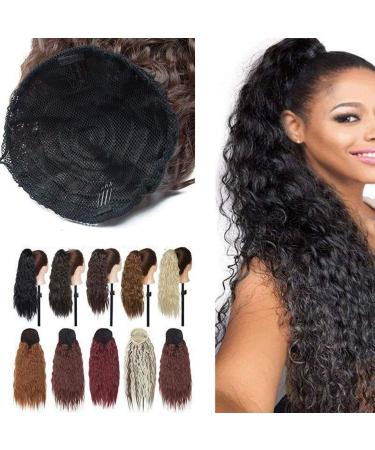45cm updo bun ponytail hair extension curly wavy synthetic natural ponytail horse tail cordel