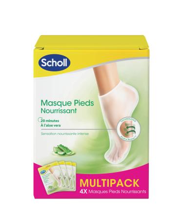 Scholl Pack of 4 Nourishing Foot Masks with Aloe Vera for Dry Skin - Foot Care - 4 PAIRS of 2 socks