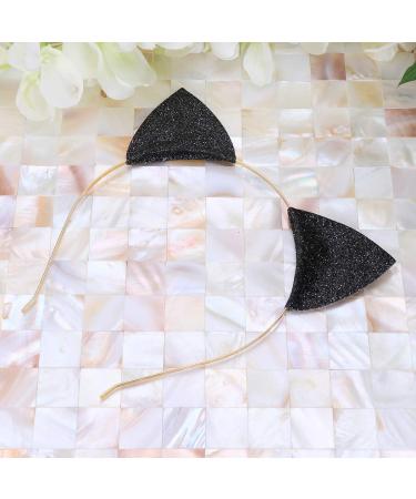 Frcolor 2pcs Glitter Cat Ears Headbands for Cosplay Halloween Costume Party & Daily Wear - Black & Silver - Buy Online on GoSupps.com