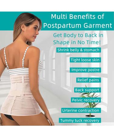 Funcy Postpartum Belly Band 3 in 1 - Csection & Pregnancy Support Recovery Wrap for Women | One Size Beige - Comfortable Abdominal Binder & Compression Belt - Buy Online on GoSupps.com