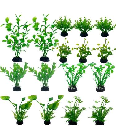 Lancare 16-Piece Artificial Aquarium Plants Decoration Set - Green Plastic Aquatic Plants for Aquariums - Buy Online on GoSupps.com