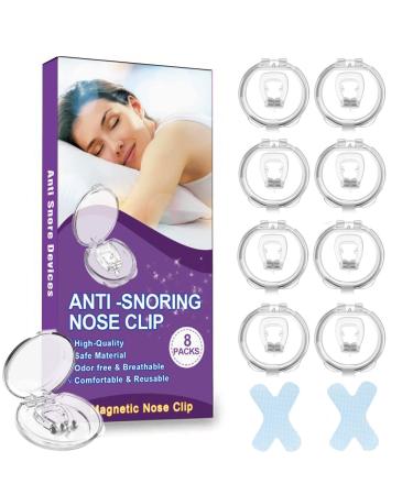 Snore Stopper Anti Snoring Devices (8 Pack) Silicone Magnetic Stop Snoring Solution Comfortable & Professional Anti Snoring Nose Clip for Men and Women