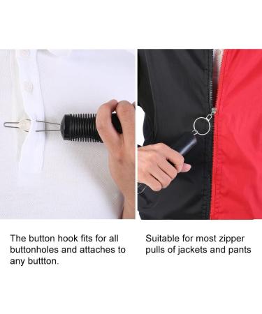 SoulQ Button Hook Zipper Pull Helper - Wide Handle Grip Dressing Aid Tool for Arthritis - Shirt Dress Clothes Pant Coat Snap Buttoner - Buy Online on GoSupps.com