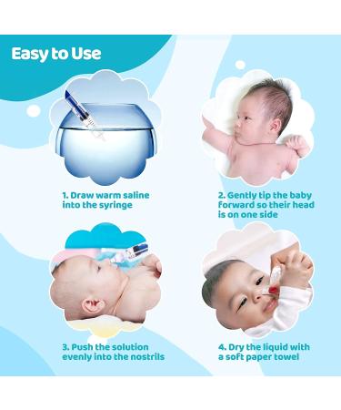 Baby Nose Syringe - 10ml Professional Nasal Irrigator for Safe Nasal Cleansing (2pcs Blue) - Buy Online on GoSupps.com