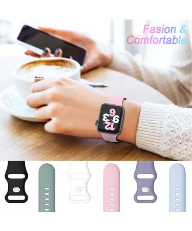 ZALAVER 6 Pack Silicone Bands for Apple Watch 38mm/40mm/41mm - Ultra Series Compatible with iWatch 8 7 6 5 4 3 2 1 SE - Men Women Sport Strap in White/PinkSand/Green/Blue/Lavender/Starlight - Buy Online on GoSupps.com
