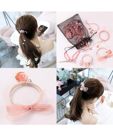 Seatecks 31-Piece Hair Tie & Clip Set | Elegant Elastic Hair Accessories for Girls & Women | DIY Hairstyles | Pink Ponytail Holders - Buy Online on GoSupps.com