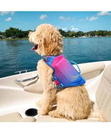 Vivaglory Light Lifeguard Dog Vest - Skin-Friendly Neoprene Swimming Vest for Small Dogs - Pink & Blue - Quick Lock & D-Ring - Size S (Chest 48-56cm) - Buy Online on GoSupps.com