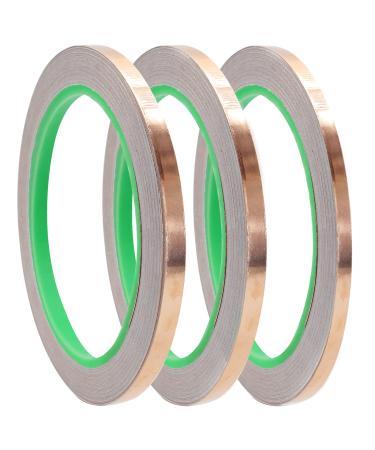 Tenubo 3-Sizes Copper Foil Tape (0.24/0.31/0.39Inch) x23Yards with Double-Sided Conductive for Guitar EMI Shielding Stained Glass Soldering Electrical Repairs Paper Circuits 3 Pack