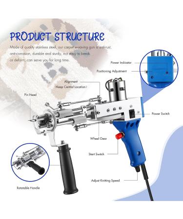 Electric Cut Pile Rug Tufting Gun - Hand Held Carpet Weaving Flocking Machine - Blue - Buy Online on GoSupps.com