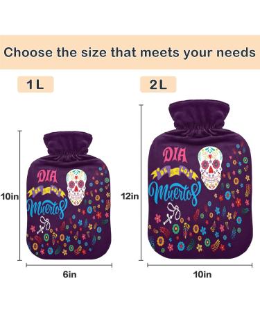 Shop Naanle Skull Dia de los Muertos Hot Water Bottle - 2L Transparent Cover for Pain Relief & Heat Therapy - Buy Online on GoSupps.com