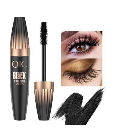 4D Silk Fiber Lash Mascara Black Volume And Length Telescopic Washable Natural Waterproof Smudge-proof Thickening Lengthening No Clumping Lasting 24H-False Lash Effect-Very Black-Cruelty Free
