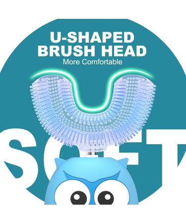FLINEVE Kids U-Shaped Electric Toothbrush - 3 Cleaning Modes, Whitening Massage, Cartoon Design, Blue, Ages 7-15 - Buy Online on GoSupps.com