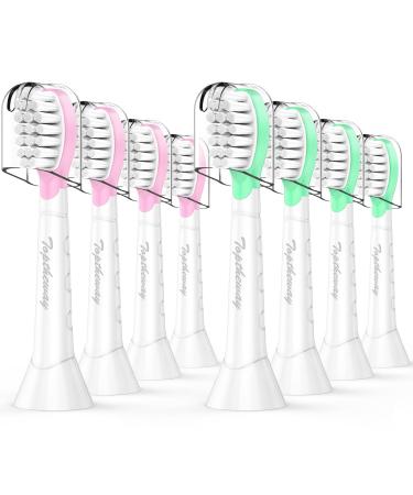 Kids Toothbrush Heads for Philips Sonicare: Soft Electric Replacement Brush Compitable with Phillips HX6032/94 HX6321 HX6340 HX6042 HX6320 HX6330 Compact Head for Child 3-7, 8 Pack Pink Girl Green Boy Pink and Green