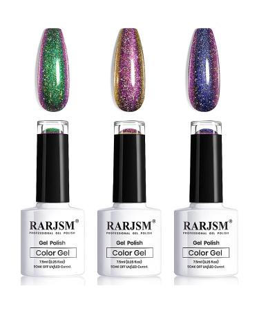 RARJSM Chameleon Gel Nail Polishes Set Multichrome Color Changing Blue Green Purple Holographic Glitter Polish Curing Requires Sparkle Shimmer Nail Gel Varnish Soak Off DIY at Home 7.5ml 3PCS - Buy Online on GoSupps.com