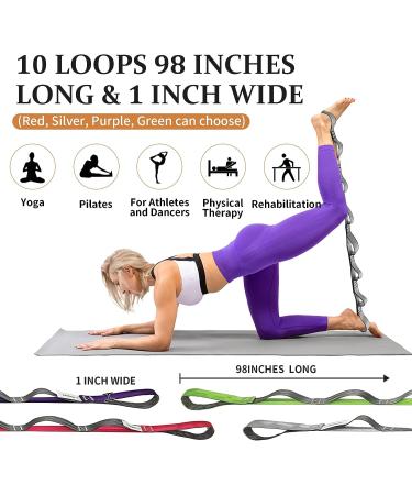 WEBSUKA Stretching Strap Yoga Strap with 10 Loops - Non-Elastic Stretch Bands for Flexibility in Home Workouts, Physical Therapy, Pilates, and Dance - Includes Door Anchor (Silvery Grey) - Buy Online on GoSupps.com