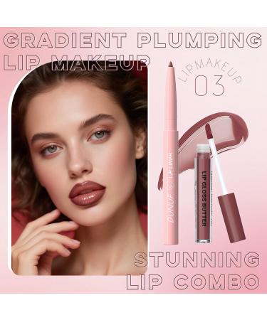  Prreal Set of 2 brown lipsticks and butter gloss matte lip pencil with moisturizing oil long-lasting waterproof smooth and silky 03 - Buy Online on GoSupps.com