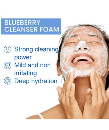 Blueberry Foam Facial Cleanser - Gentle Cleans Oil/Dirt Pore Clearing Blackhead Care Fine Texture For Massage & Skin Repair(1PCS) - Buy Online on GoSupps.com