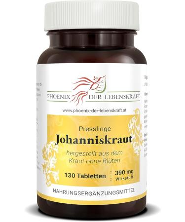 St. John's Wort Tablets 390mg | 130 Vegan Tablets | Premium Quality from Austria | Additive-Free Hypericum Perforatum | Herrgottsblut 1 Pack - Buy Online on GoSupps.com