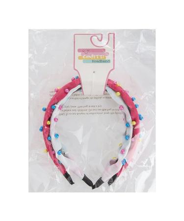 Cudlie Confetti Colorful Neon Bead Headband Set for Girls - Pull Free Kids Accessories for Thick, Curly Hair in Pink/White - Buy Online on GoSupps.com
