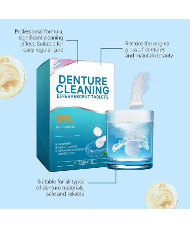 Denture Cleaning Tablets Gentle Stain Removal Odor Elimination Daily Portable Professional Tested(3PC) - Buy Online on GoSupps.com