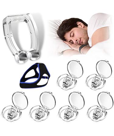 Jolatte 6 Snore Stopper Anti Snoring Stopper with Anti Snoring Chin Strap Silicone Magnetic Anti Snoring Nose Clip Provide Effective Stop Snoring Soluation Snore Relief Device Anti Snore Devices