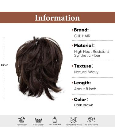 CJL HAIR Claw Clip Short Ponytail Hair Extensions Bendable Metals Messy Bun Hair piece Straight Fake Hairpieces Dark Brown 8 inch - Buy Online on GoSupps.com