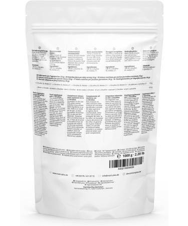 Nutri+ L-Citrulline Malate Powder 1 kg Highly Dosed + Vegan + Pure Bodybuilding Booster + Fitness L-Citrulline Malate DL 2:1 Powder Premium Quality from Vegetable Fermentation - Buy Online on GoSupps.com