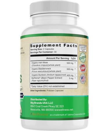 WHOLE WORLD WELLNESS Organic Sea Moss | Immune Support & Brain Health | Bladderwrack, Burdock Root & Bioperine | All Natural, Dairy Free, Gluten Free | 60 Capsules | Made in The USA. - Buy Online on GoSupps.com