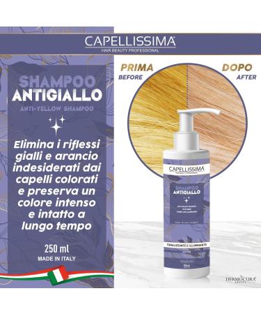 DERMOCURA Capellissima Professional antigel set effective antiyellow shampoo 250 ml and antiyellow mask 250 ml removes yellow and restores a natural effect for white or treated hair - Buy Online on GoSupps.com