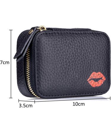 Shop Aileder Mini Lipstick Case with Mirror - Real Leather Travel Makeup Bag for Women & Girls - Stylish Black Cosmetic Storage - Buy Online on GoSupps.com