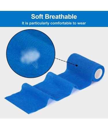 Buy 12 Roll Self-Adhesive Cohesive Bandage 10cm - Elastic Fixing Bandage for Fingers Hands & Pets - Blue Vet Wrap for Horses & Dogs - International Shipping Available - Buy Online on GoSupps.com