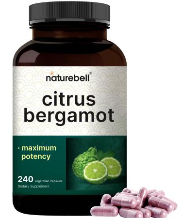NatureBell Citrus Bergamot 5,000 mg Equivalent 240 Veggie Capsules | Extra Strength 25:1 Fruit Extract High Antioxidant Level Heart & Immune Support Supplement Vegan Non-GMO Citrus Bergamot 240 Count (Pack of 1)