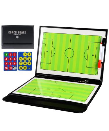 LEAP Soccer Coaching Board Magnetic Foldable Coaches Clipboard Tactical Board Kit with Dry Erase Marker Pens and Two Sets Marker Great for Soccer Coaches Foldable Soocer Board 02