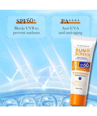 Sunscreen SPF60+ Anti Oxidant Sun Cream Face & Body Sunscreen Lotion with High UVA/UVB Protection Moisturizing Sweat-proof Suncream For Dry and Sensitive Skin Not Greasy 40g - Buy Online on GoSupps.com
