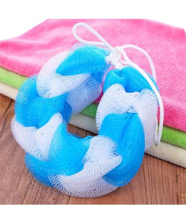 Goodplan Durable Braid Mesh Shower Sponge Stripes - Skin Peeling Cleaner for Bathroom - Blue & White - 1 Piece | International Shipping Available - Buy Online on GoSupps.com