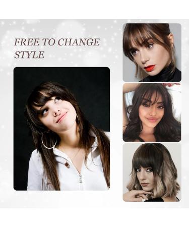 NICENEEDED Dark Brown Clip in Bangs Faux Fringe Bangs Hair Bangs Clips Natural Curved Wispy Bangs Fake Air Hairpieces Clip in Hair Extensions for Women Daily Wear - Buy Online on GoSupps.com