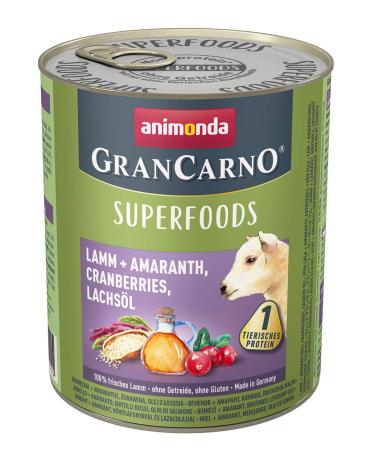 Animonda gran carno adult superfoods dog food wet food for adult dogs lamb + amaranth cranberries salmon oil 6 x 800 g 6 Pack (6 x 0.8 kilograms))