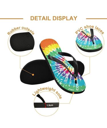 XXL Mnsruu Batik Flip Flops - Multicolored Rainbow Water-Color Design for Home Hotel Spa & Travel - Buy Online on GoSupps.com