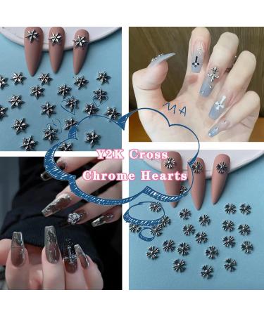 COOSLIM 150pcs 3D Cross Nail Charms - Chrome Metal Silver Art Charms for DIY Manicure - Gothic Retro Punk Design - 15 Colors - Buy Online on GoSupps.com