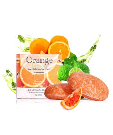 Solid Shampoo Soap, Natural Solid Shampoo Soap, Anti Hair Solid Shampoo, Shampoo Soap, Hair Soap for Women, Repair Hair, For All Hair Types (Orange)