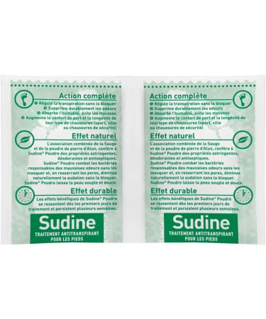 SORIFA - Pack of 4 - Sudine Powder Antiperspirant Treatment - Foot - Regulates perspiration - Absorbs - Prevents mycoses - Without aluminum salts - Made in France - Box of 100 double sachets - Buy Online on GoSupps.com