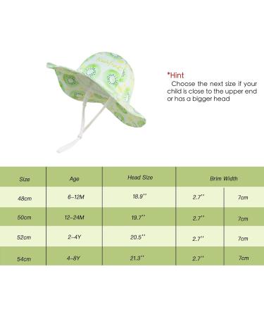 LANGZHEN Baby Girls Beach Sun Protection Hat | Adjustable Toddler Kids Wide Brim Play Hat | Chin Strap | Kiwi 6-12 Months - Buy Online on GoSupps.com