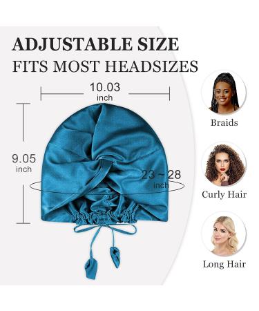 PARISBELLA Reversible Silky Satin Bonnet for Sleeping - Adjustable Sleep Cap for Women - Peacock Blue - Buy Online on GoSupps.com