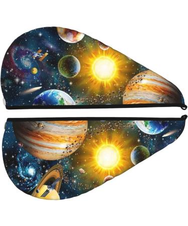 Space Planet Microfiber Hair Towel Soft Super Absorbent Coral Velvet Wrap for Long Curly & Thick Hair - Quick Dry Solution for Women - Buy Online on GoSupps.com