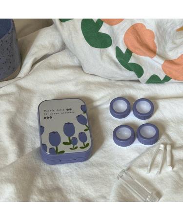 Travel Contact Lens Case - Portable Holder Kit in Blue Pink & Purple with Solution Bottles & Tweezers - Buy Online on GoSupps.com